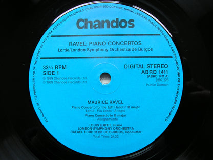 RAVEL: THE PIANO CONCERTOS / FAURE: BALLADE   LORTIE / LONDON SYMPHONY / DE BURGOS   ABRD 1411