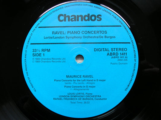 RAVEL: THE PIANO CONCERTOS / FAURE: BALLADE   LORTIE / LONDON SYMPHONY / DE BURGOS   ABRD 1411