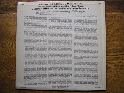 STRAVINSKY: THE RITE OF SPRING / 8 INSTRUMENTAL MINIATURES   MEHTA / LOS ANGELES PHILHARMONIC   CS 6664