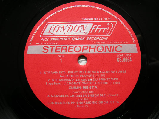 STRAVINSKY: THE RITE OF SPRING / 8 INSTRUMENTAL MINIATURES   MEHTA / LOS ANGELES PHILHARMONIC   CS 6664