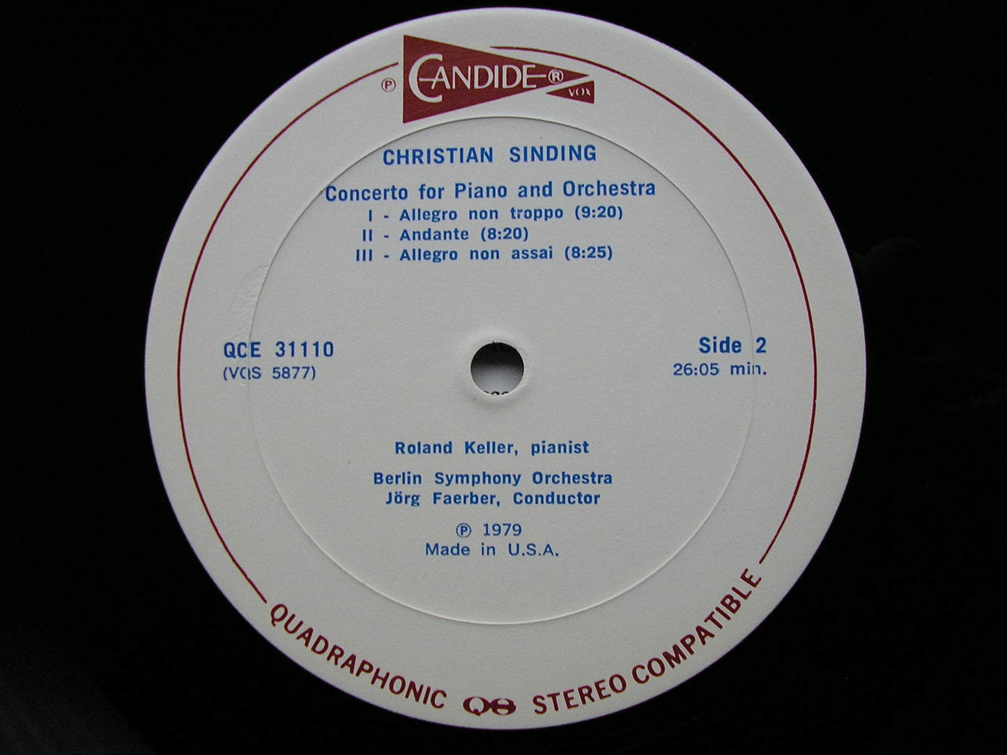 SINDING: PIANO CONCERTO / STAVENHAGEN: PIANO CONCERTO  KELLER / BERLIN SYMPHONY / FAERBER  QCE 31110