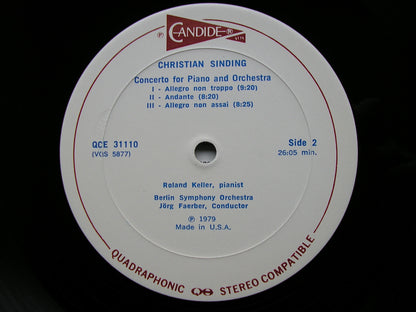 SINDING: PIANO CONCERTO / STAVENHAGEN: PIANO CONCERTO  KELLER / BERLIN SYMPHONY / FAERBER  QCE 31110
