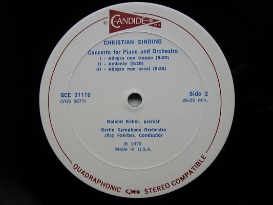 SINDING: PIANO CONCERTO / STAVENHAGEN: PIANO CONCERTO  KELLER / BERLIN SYMPHONY / FAERBER  QCE 31110