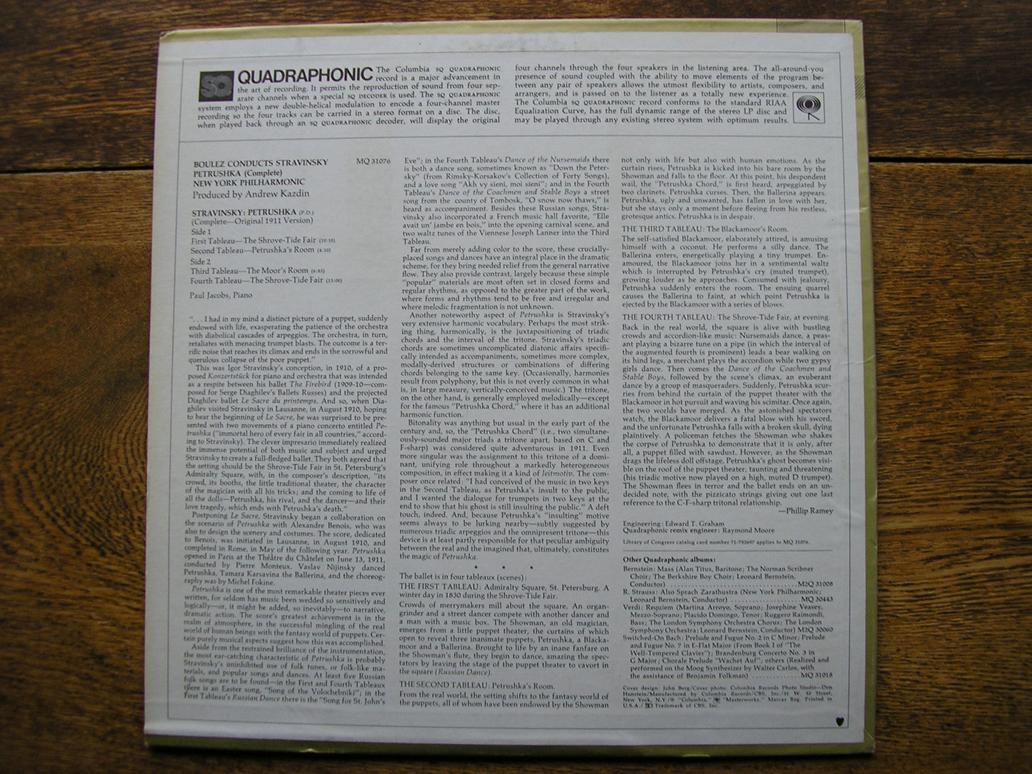 STRAVINSKY: PETRUSHKA    BOULEZ / NEW YORK PHILHARMONIC   MQ 31076