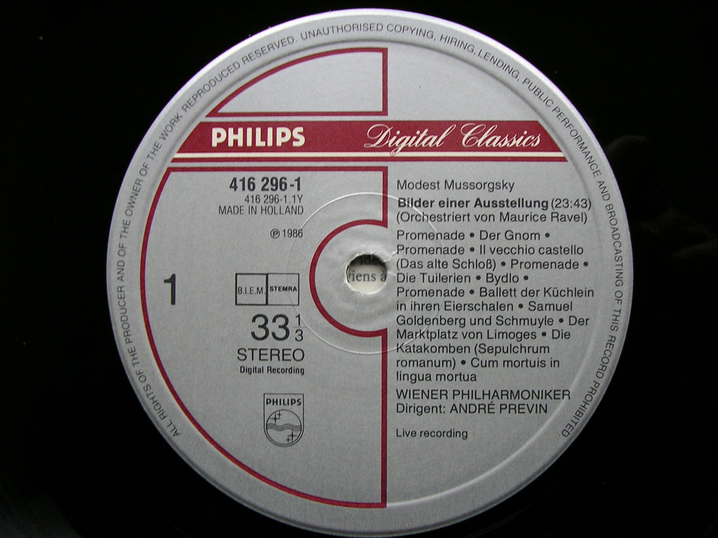 MUSSORGSKY: PICTURES AT AN EXHIBITION / RAVEL: LA VALSE   PREVIN / VIENNA PHILHARMONIC  416 296