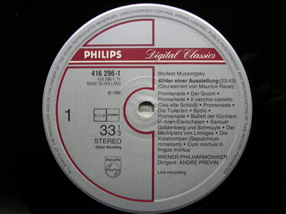 MUSSORGSKY: PICTURES AT AN EXHIBITION / RAVEL: LA VALSE   PREVIN / VIENNA PHILHARMONIC  416 296