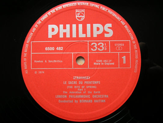 STRAVINSKY: THE RITE OF SPRING  HAITINK / LONDON PHILHARMONIC  6500 482