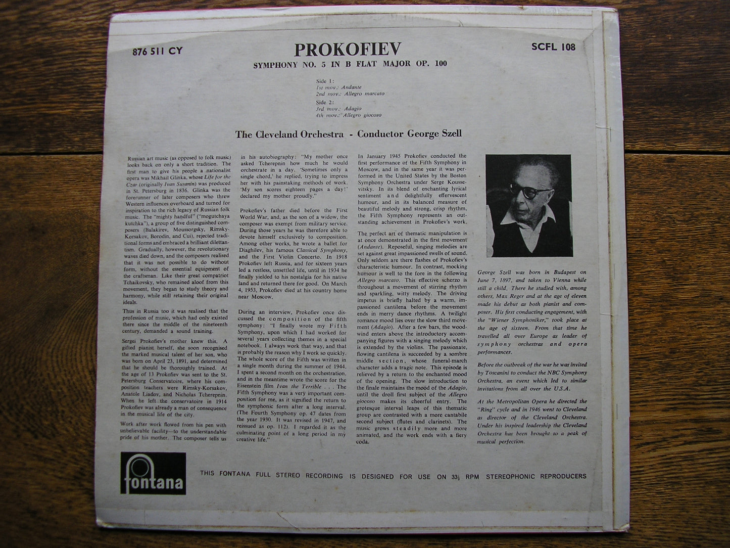 PROKOFIEV: SYMPHONY No. 5   SZELL / CLEVELAND ORCHESTRA   SCFL 108