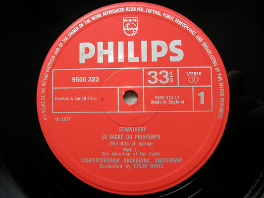 STRAVINSKY: THE RITE OF SPRING  DAVIS / CONCERTGEBOUW   9500 323