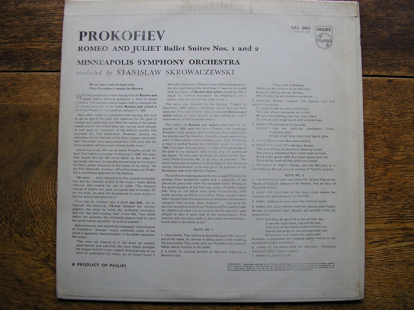 PROKOFIEV: ROMEO & JULIET BALLET SUITES Nos. 1 & 2 STANISLAW SKROWACZEWSKI / MINNEAPOLIS SO SAL 3463
