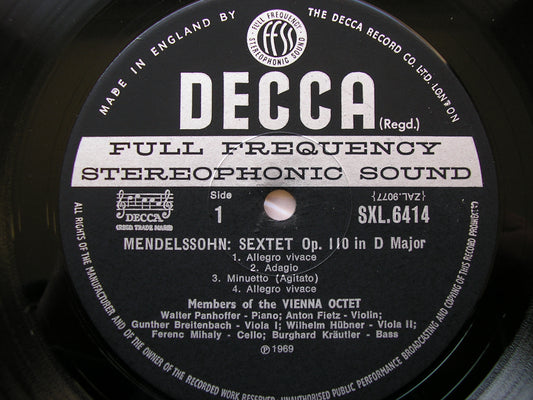 BORODIN: QUINTET / MENDELSSOHN: SEXTET   VIENNA OCTET MEMBERS  SXL 6414