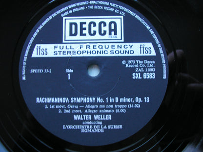 RACHMANINOV: THE SYMPHONIES / THE ROCK   LONDON PHILHARMONIC / SUISSE ROMANDE / WELLER  SXL 6583 / 6623 / 6720