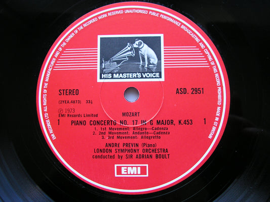 MOZART: PIANO CONCERTOS Nos. 17 K453  &  24 K491    PREVIN / LONDON SYMPHONY ORCHESTRA / BOULT    ASD 2951