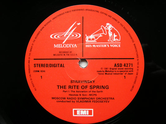 STRAVINSKY: THE RITE OF SPRING  FEDOSEYEV / MOSCOW RADIO SYMPHONY  ASD 4271