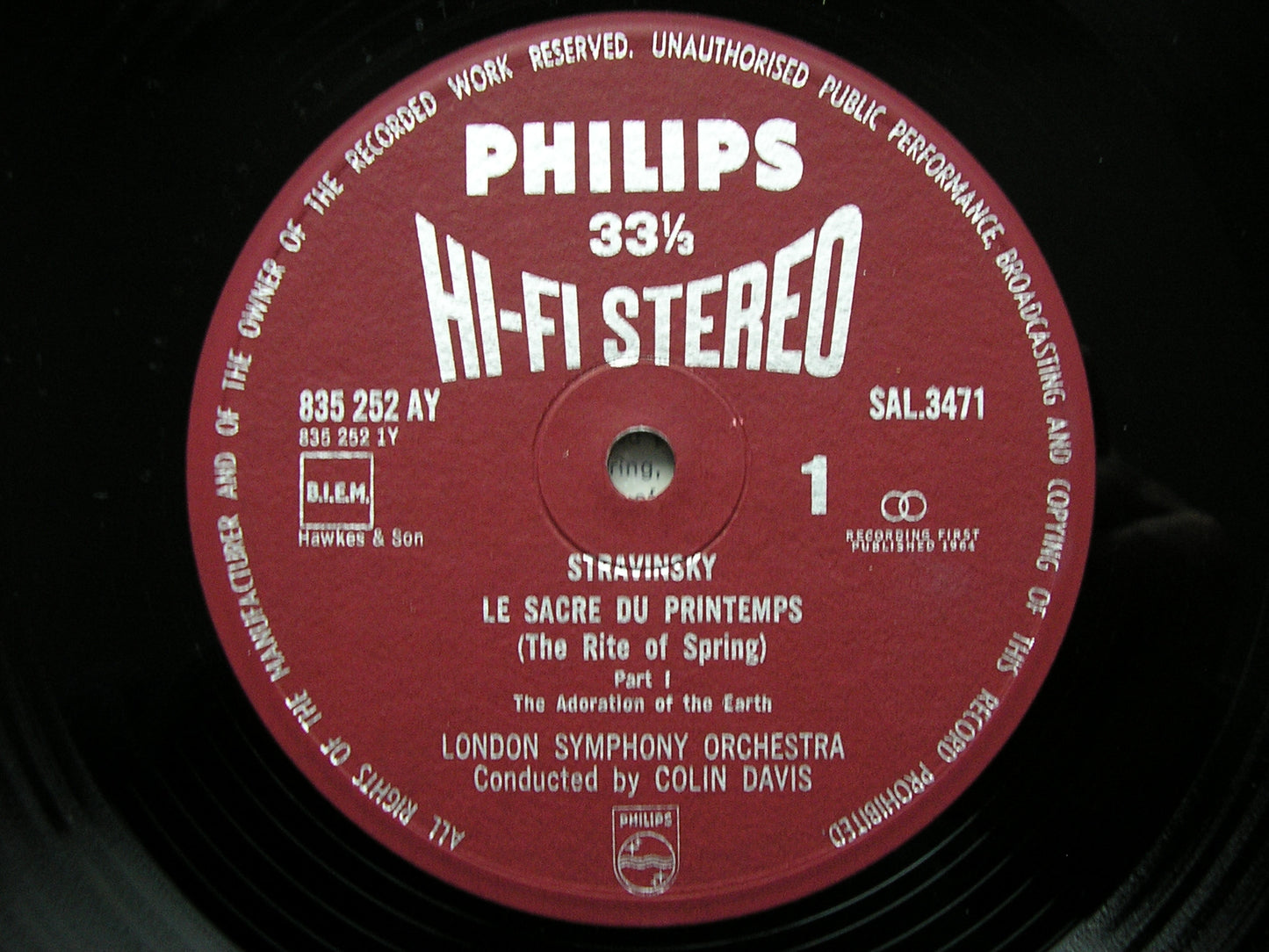 STRAVINSKY: THE RITE OF SPRING  DAVIS / LONDON SYMPHONY  SAL 3471