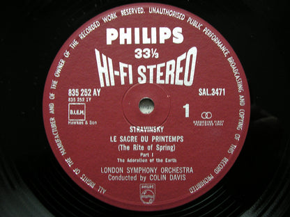 STRAVINSKY: THE RITE OF SPRING  DAVIS / LONDON SYMPHONY  SAL 3471