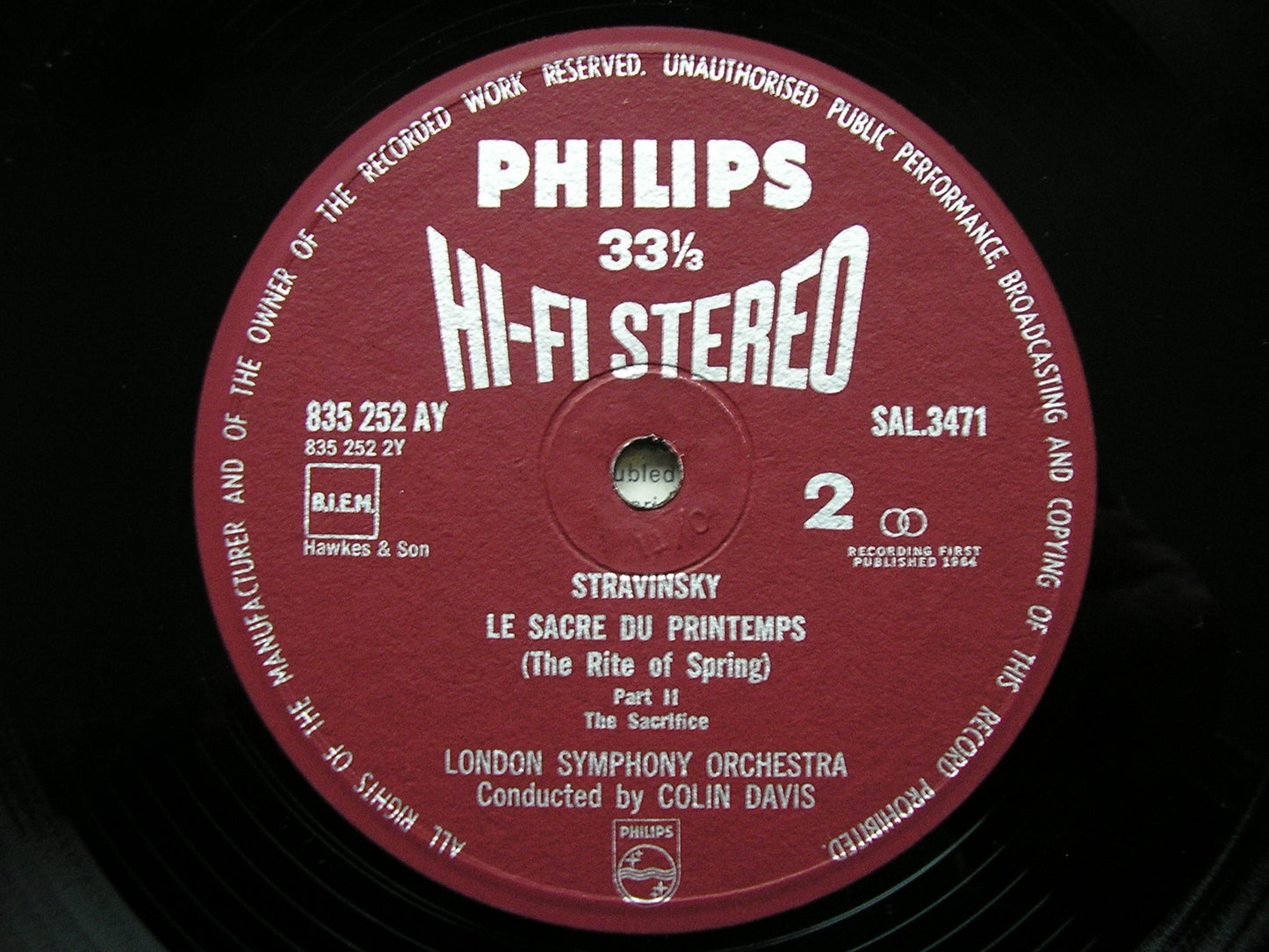 STRAVINSKY: THE RITE OF SPRING  DAVIS / LONDON SYMPHONY  SAL 3471