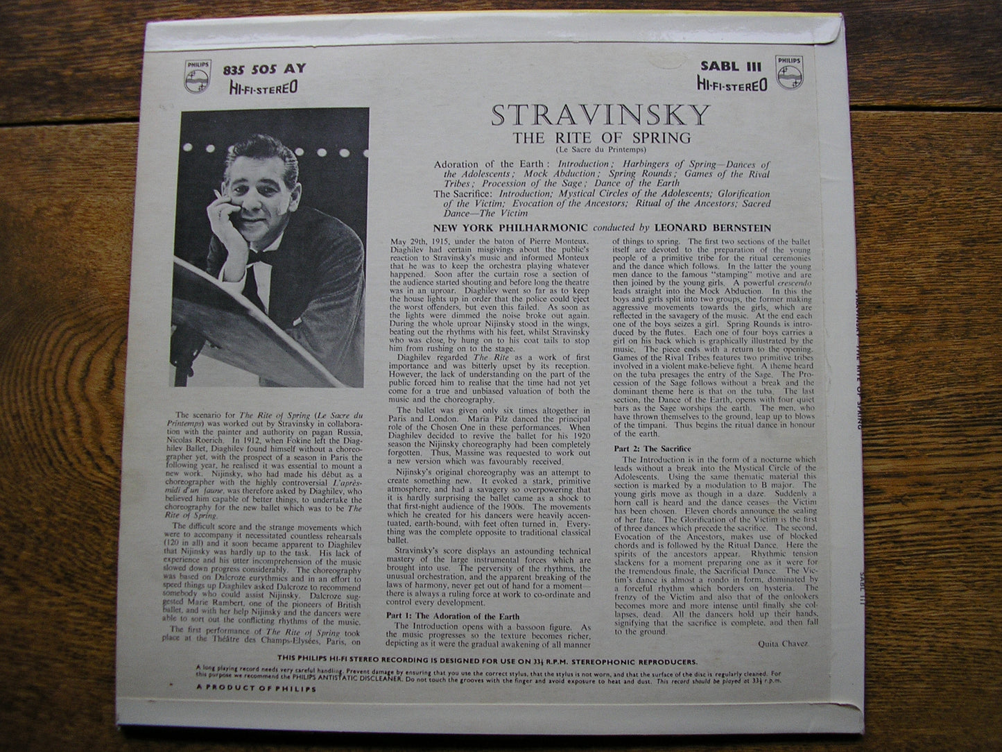 STRAVINSKY: THE RITE OF SPRING  BERNSTEIN / NEW YORK PHILHARMONIC  SABL 111