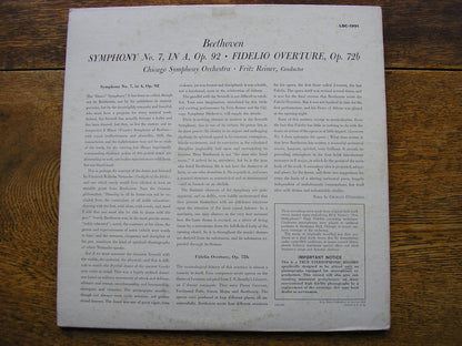 BEETHOVEN: SYMPHONY No. 7 / FIDELIO OVERTURE   REINER / CHICAGO SYMPHONY   LSC 1991