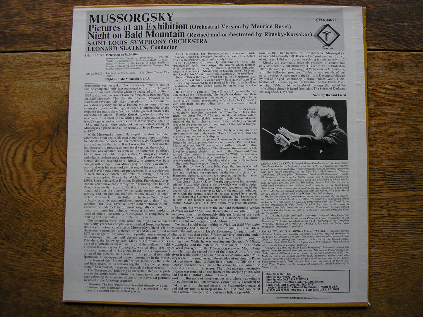 MUSSORGSKY: PICTURES AT AN EXHIBITION / NIGHT ON BALD MOUNTAIN   LEONARD SLATKIN / ST LOUIS SYMPHONY  QTVS 34633