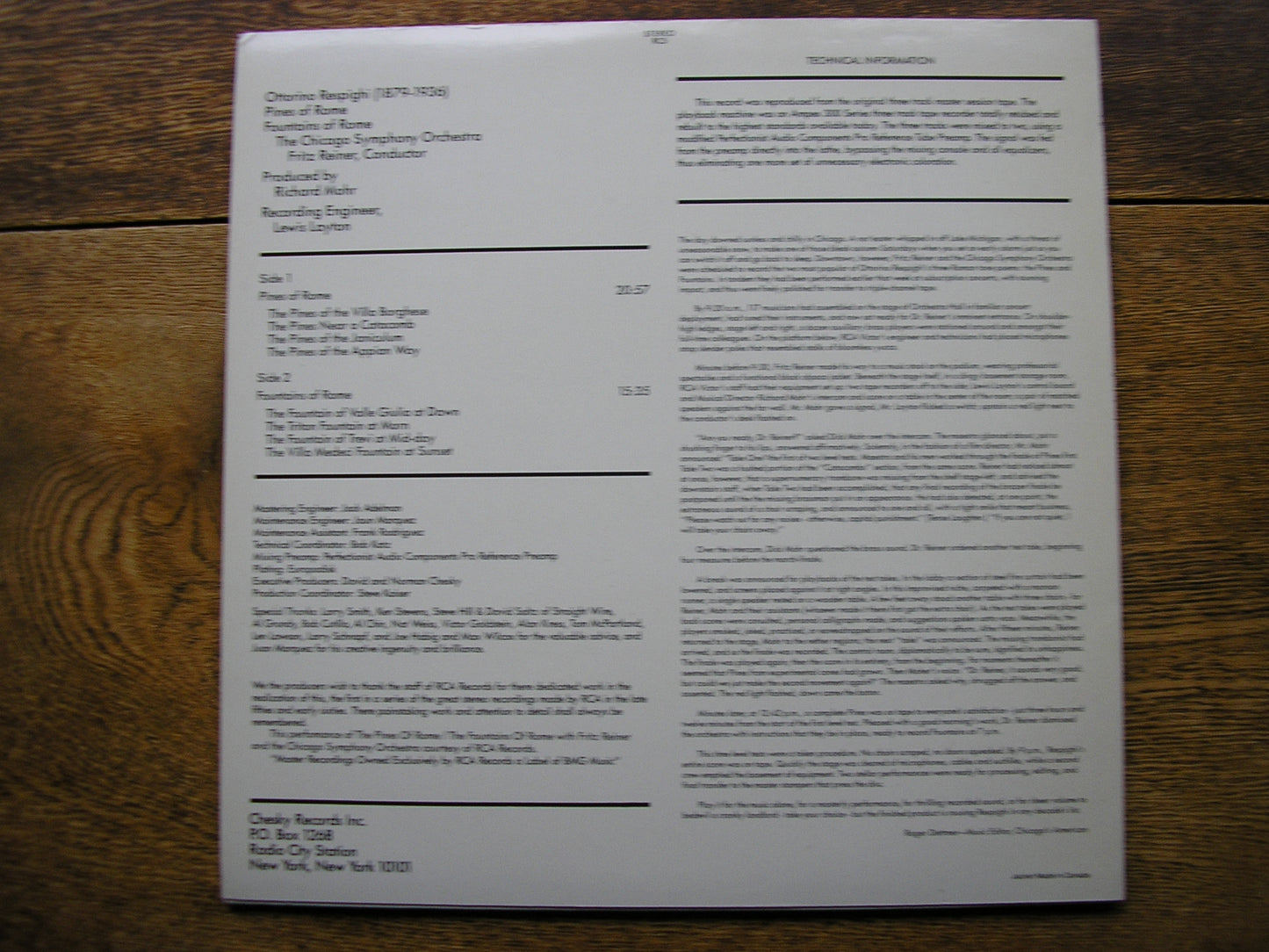 RESPIGHI: PINES OF ROME / FOUNTAINS OF ROME  REINER / CHICAGO SYMPHONY  CHESKY RC5