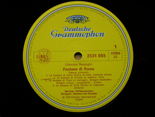 RESPIGHI: PINES OF ROME / FOUNTAINS OF ROME  KARAJAN / BERLIN PHILHARMONIC  2531 055