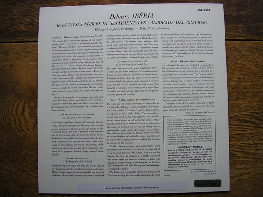 DEBUSSY: IBERIA / RAVEL: ALBORADO DEL GRACIOSO / VALSES NOBLES ET SENTIMENTALES    REINER / CHICAGO SYMPHONY    LSC 2222