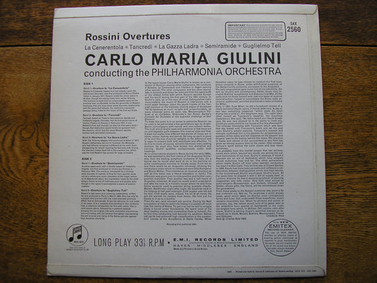 GIULINI CONDUCTS ROSSINI OVERTURES    GIULINI / PHILHARMONIA   SAX 2560