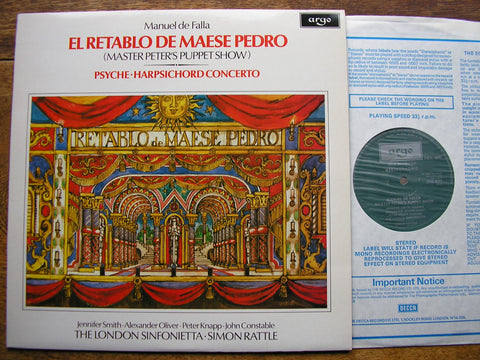 FALLA: EL RETABLO DE MAESE PEDRO / PSYCHE / HARPSICHORD CONCERTO   LONDON SINFONIETTA / SOLOISTS / RATTLE   ZRG 921