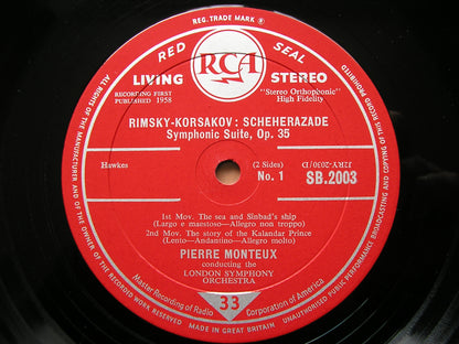 RIMSKY - KORSAKOV: SCHEHERAZADE    PIERRE MONTEUX / LONDON SYMPHONY    SB 2003