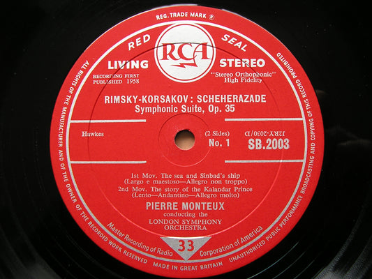 RIMSKY - KORSAKOV: SCHEHERAZADE    PIERRE MONTEUX / LONDON SYMPHONY    SB 2003