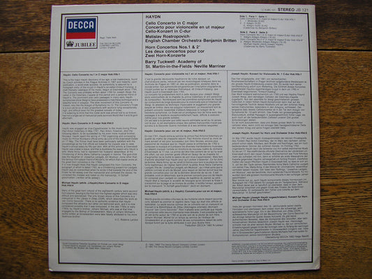 HAYDN: CELLO CONCERTO / HORN CONCERTOS  ROSTROPOVICH / TUCKWELL  JB 121