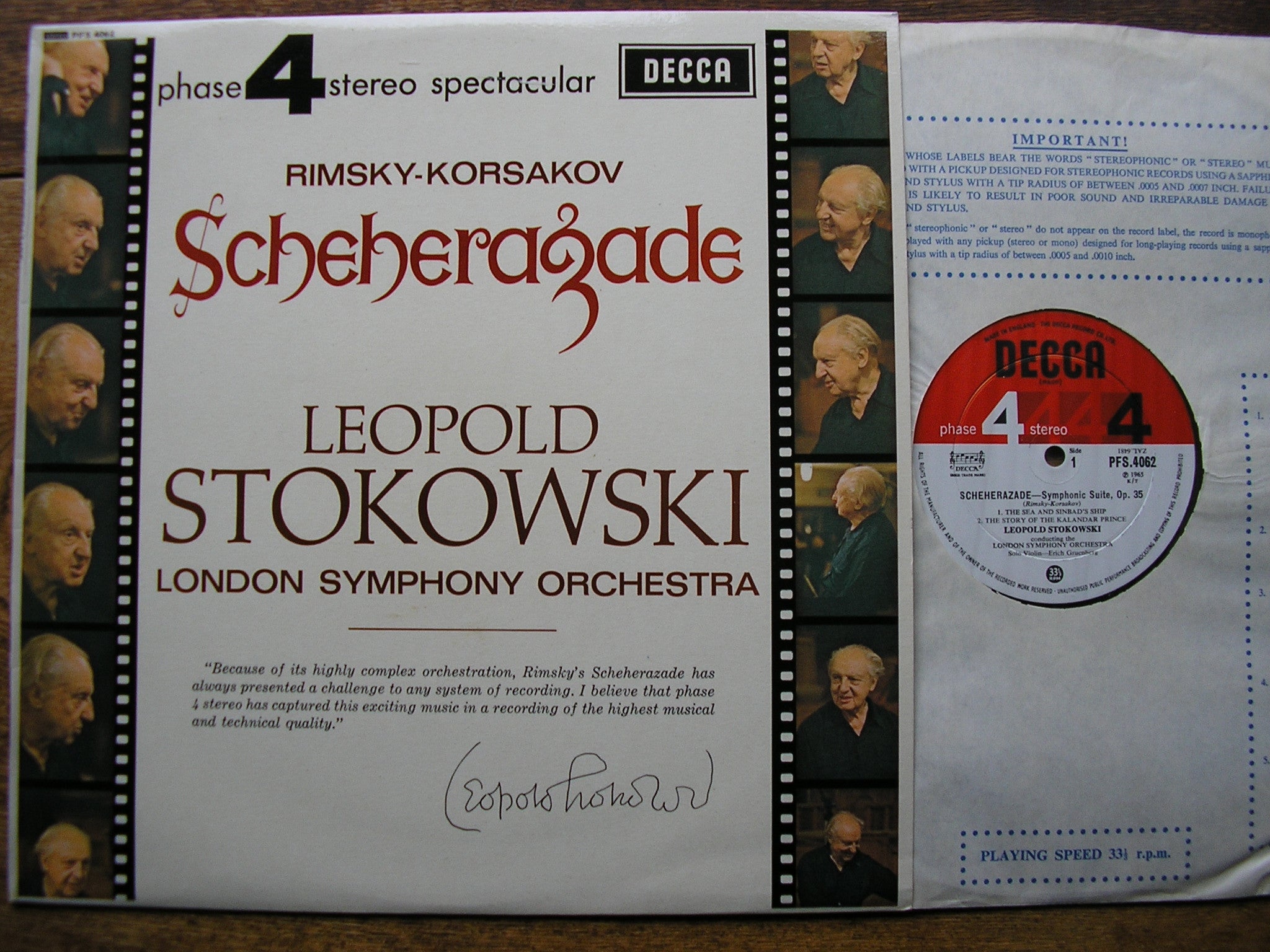 RIMSKY - KORSAKOV: SCHEHERAZADE LEOPOLD STOKOWSKI / LONDON SYMPHONY PF ...