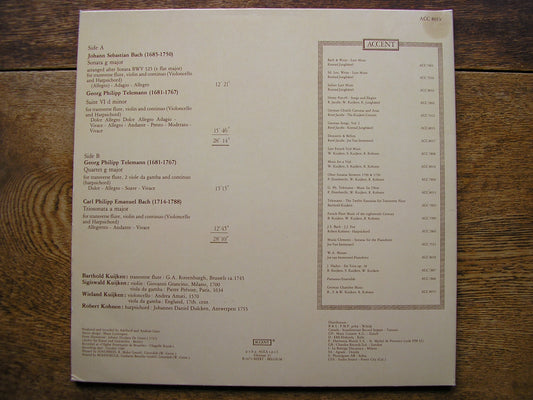 TELEMANN / BACH / CPE BACH: CHAMBER MUSIC  KUIJKENS / KOHNEN   ACC 8019