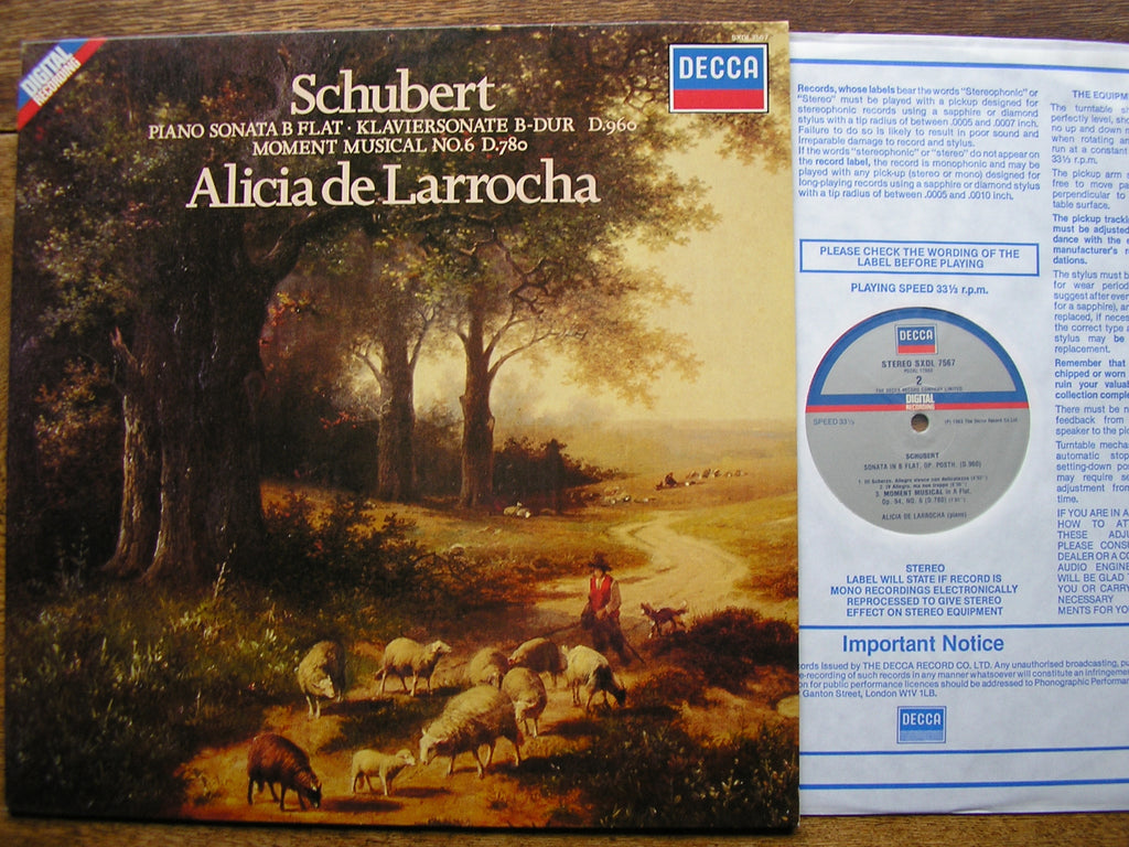 SCHUBERT: PIANO SONATA D960 / MUSICAL MOMENT D780   ALICIA DE LARROCHA   SXDL 7567