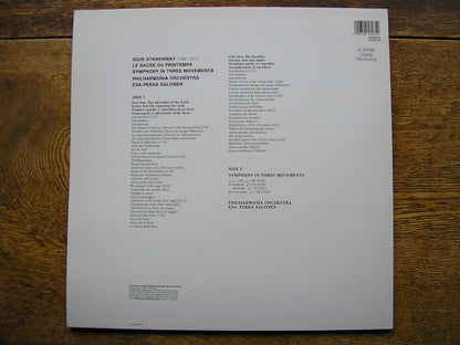 STRAVINSKY: THE RITE OF SPRING / SYMPHONY IN 3 MOVEMENTS  SALONEN / PHILHARMONIA  S45796