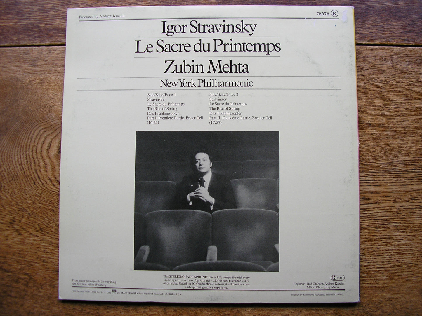STRAVINSKY: THE RITE OF SPRING  MEHTA / NEW YORK PHILHARMONIC   76676