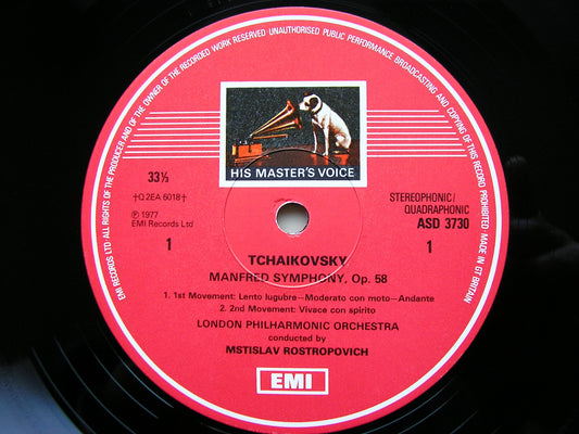 TCHAIKOVSKY: MANFRED   ROSTROPOVICH / LONDON PHILHARMONIC   ASD 3730