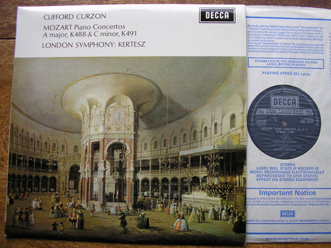 MOZART: PIANO CONCERTOS Nos. 23 K488 & 24 K491  CURZON / LONDON SYMPHONY / KERTESZ   SXL 6354