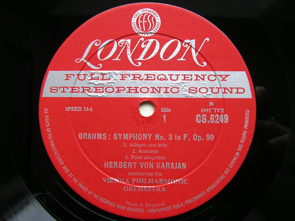 BRAHMS: SYMPHONY No. 3 / TRAGIC OVERTURE    KARAJAN / VIENNA PHILHARMONIC   CS 6249