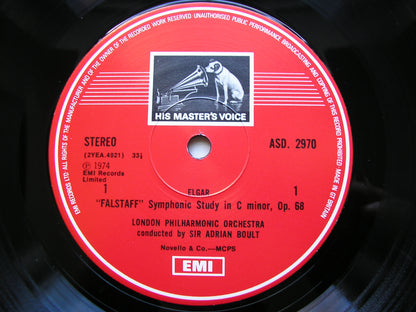 BACH-ELGAR: FANTASIA & FUGUE / ELGAR: FALSTAFF / THE SANGUINE FAN    BOULT / LONDON PHILHARMONIC   ASD 2970