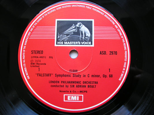 ELGAR: FALSTAFF / THE SANGUINE FAN / FANTASIA & FUGUE    BOULT / LONDON PHILHARMONIC    ASD 2970