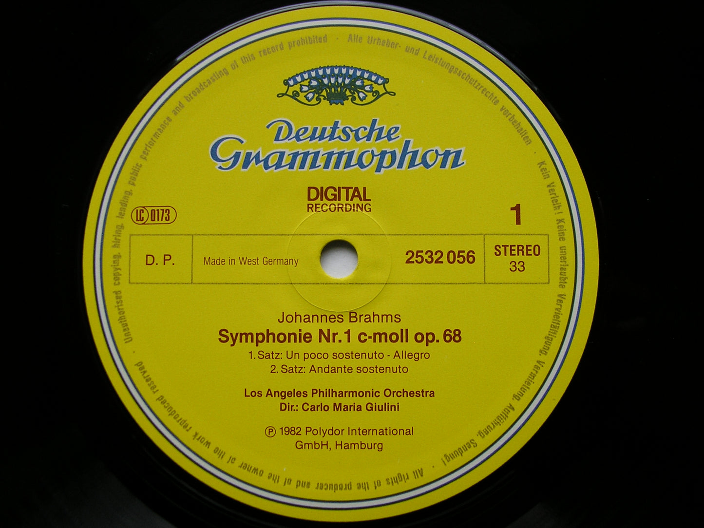 BRAHMS: SYMPHONY No. 1   GIULINI / LOS ANGELES PHILHARMONIC   2532 056