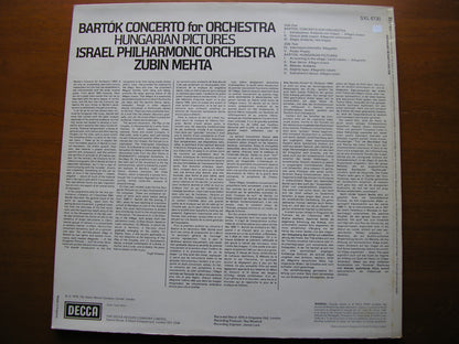 BARTOK: CONCERTO FOR ORCHESTRA / HUNGARIAN PICTURES    ZUBIN MEHTA / ISRAEL PHILHARMONIC SXL 6730