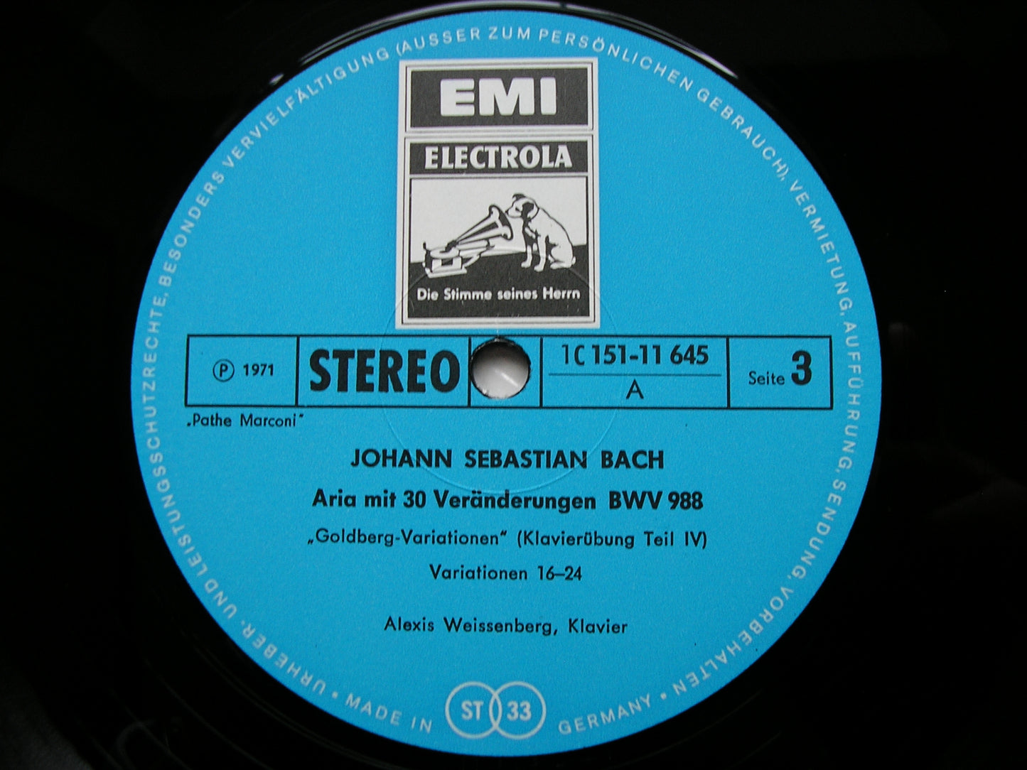 BACH: GOLDBERG VARIATIONS BWV 988     ALEXIS WEISSENBERG   2LP   151 - 11644/5