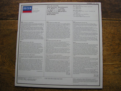 ALICIA DE LARROCHA PLAYS CONCERTOS BY MOZART / BACH / HAYDN   LONDON SINFONIETTA / ZINMAN  SXL 6952