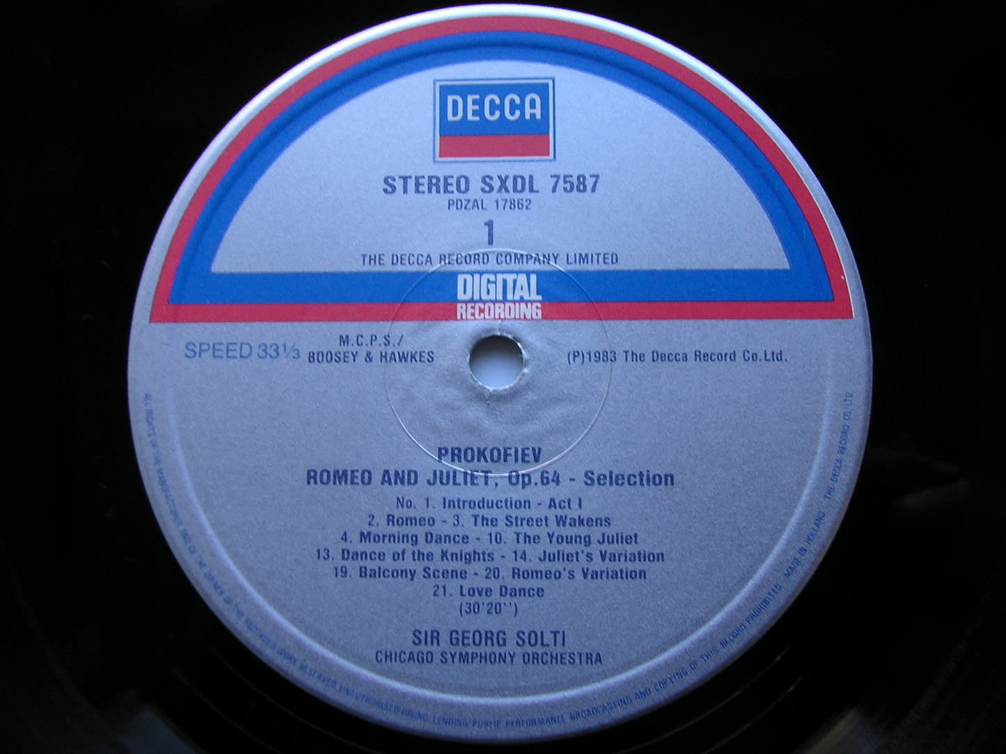 PROKOFIEV: ROMEO & JULIET excerpts / SYMPHONY No. 1    SOLTI / CHICAGO SYMPHONY   SXDL 7587