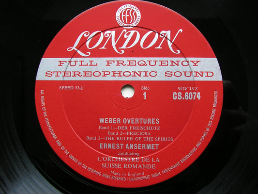 WEBER: SIX OVERTURES     ANSERMET / SUISSE ROMANDE ORCHESTRA    CS 6074