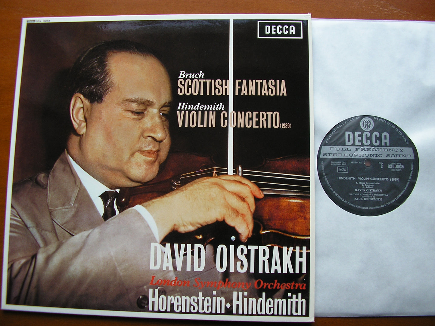 BRUCH: SCOTTISH FANTASIA / HINDEMITH: VIOLIN CONCERTO   OISTRAKH / LONDON SYMPHONY / HORENSTEIN   180gm    SXL 6035