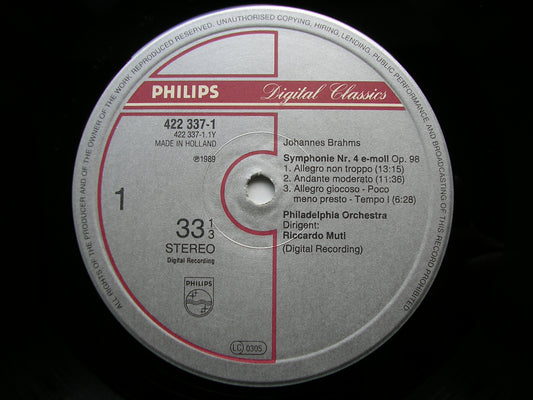 BRAHMS: SYMPHONY No. 4 / TRAGIC OVERTURE    MUTI / PHILHADELPHIA ORCHESTRA   422 337